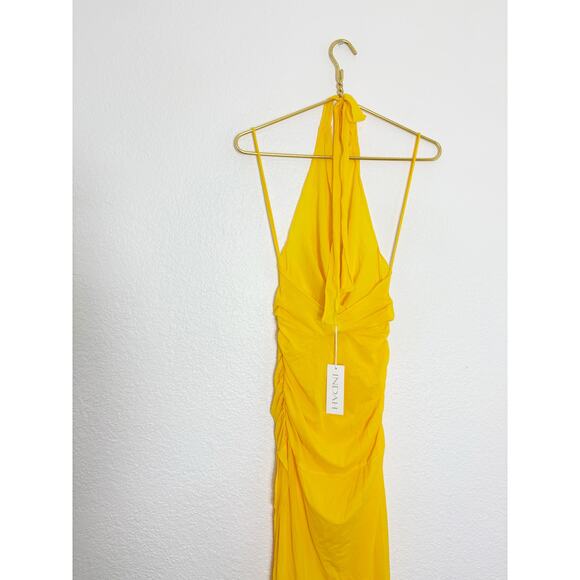 NWT Revolve Indah JLo's Evening Gown Small Limoncello Yellow Mesh Resort Wear - Picture 12 of 14